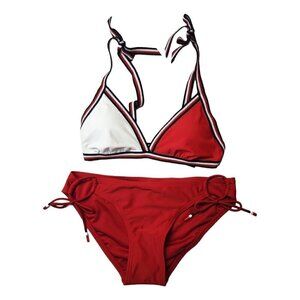 Tommy Hilfiger Women's Triangle Bikini Padded‎ Tie Side Bottom 2 Piece Set XS